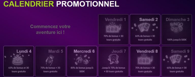 Majestic Slots Casino calendrier promotionnel